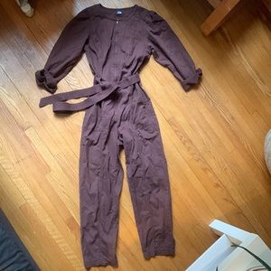 Chocolate brown utility jumpsuit